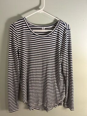 Old Navy Navy & White Striped Long Sleeve Top